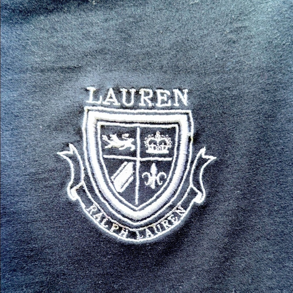 Vintage Lauren Active Ralph Lauren Black Long Sleeve T-Shirt White Crest Preppy - Picture 8 of 9